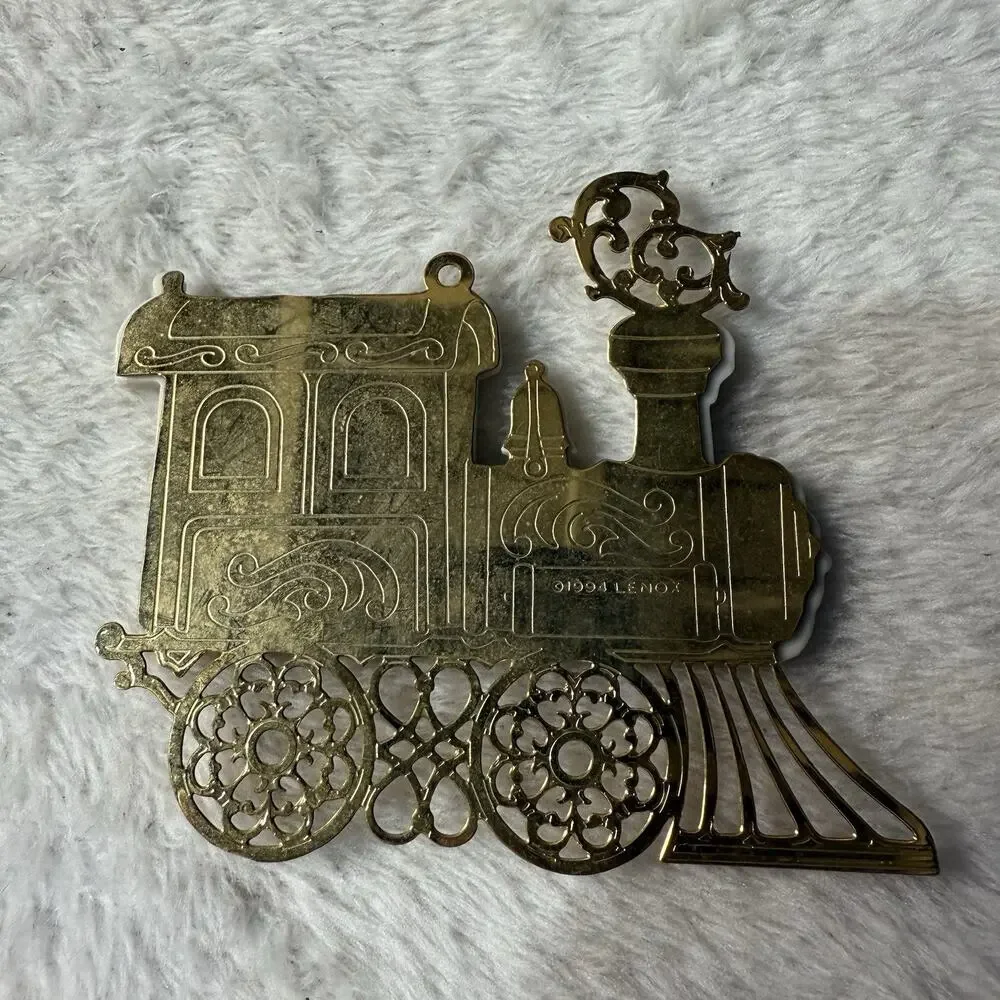 Vintage Lenox Christmas Gold Train Ornament 1994